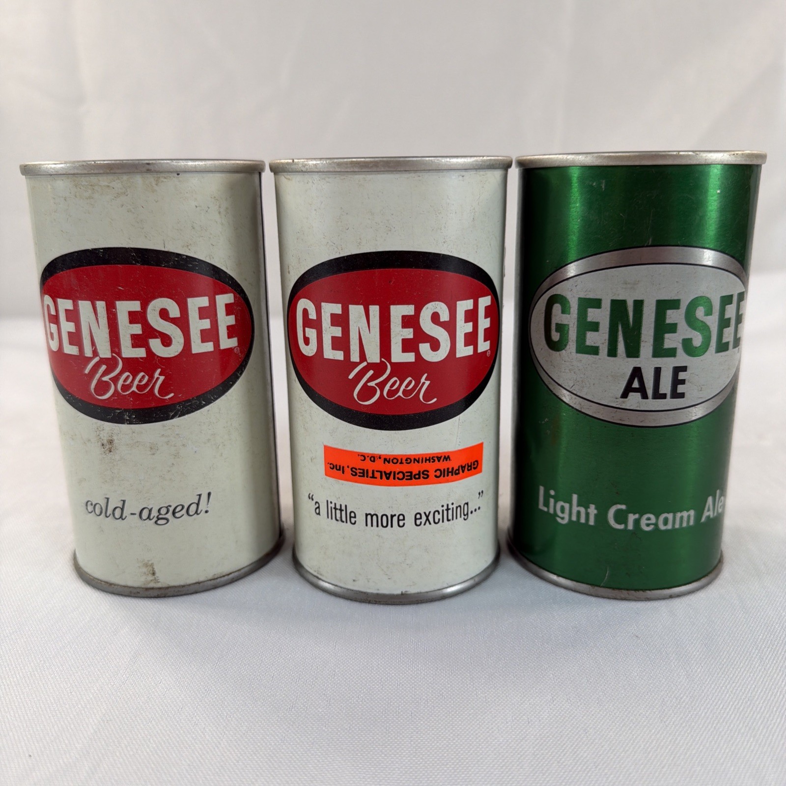 Vintage Genesee Beer Ale Cans Lot of 3 Light Cream Ale Pull Tab Rochester NY Vintage Genesee Beer Ale Cans Lot of 3 Light Cream Ale Pull Tab Rochester NY
