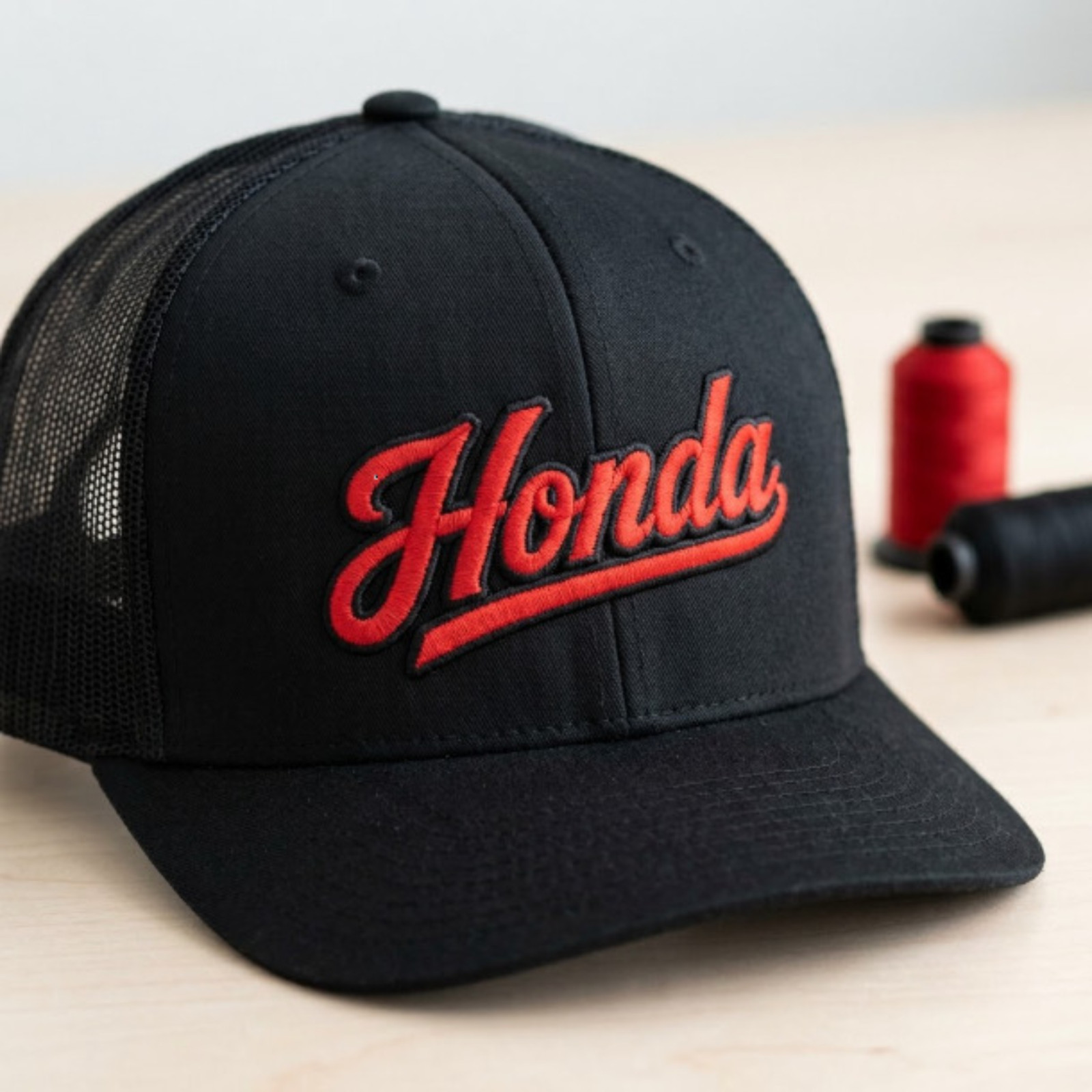 Vintage Honda Logo Navy Mesh Trucker Hat Embroidered Cap