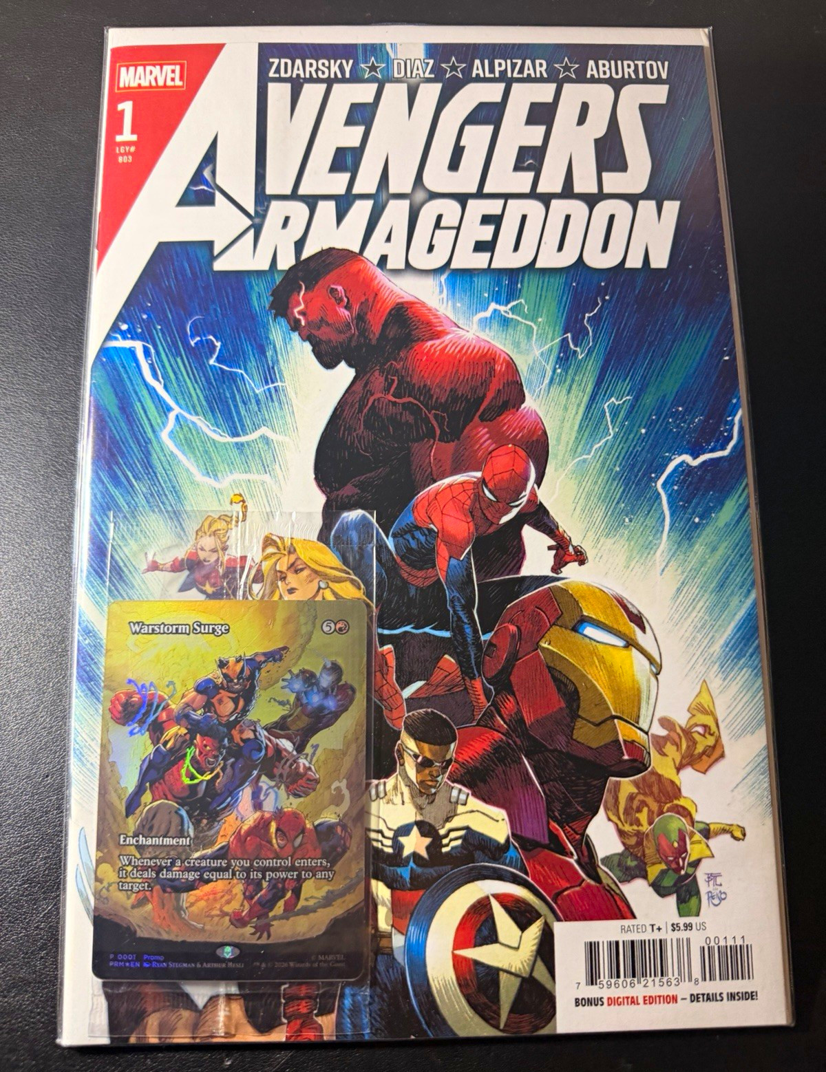 Marvel Avengers Armageddon 1st Print #1 Comic Book w/ Sealed Warstorm Surge Card