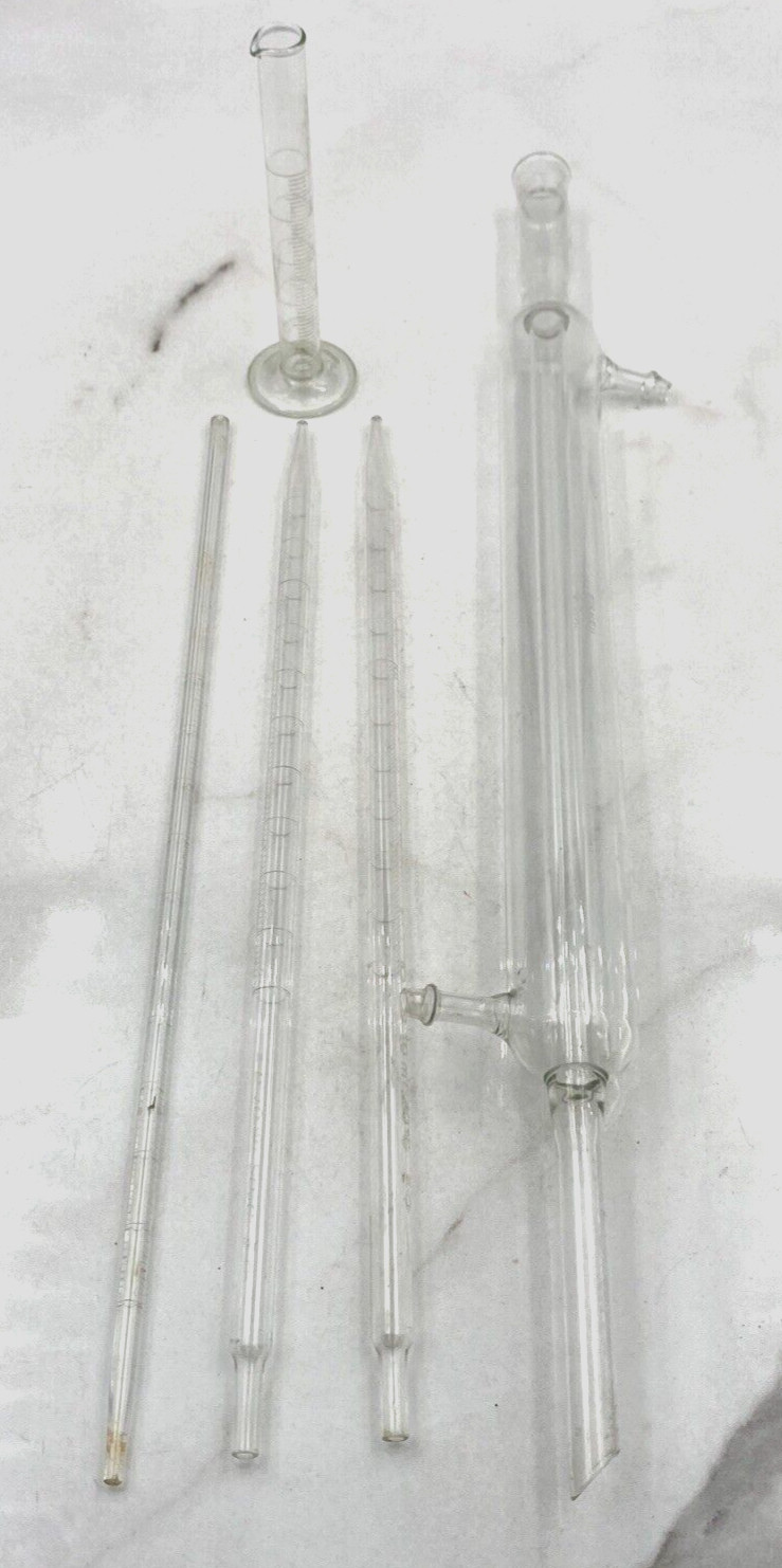 VTG Fisher Glass Graduated Cylinder, Liebig Condenser, Graduated Pipettes