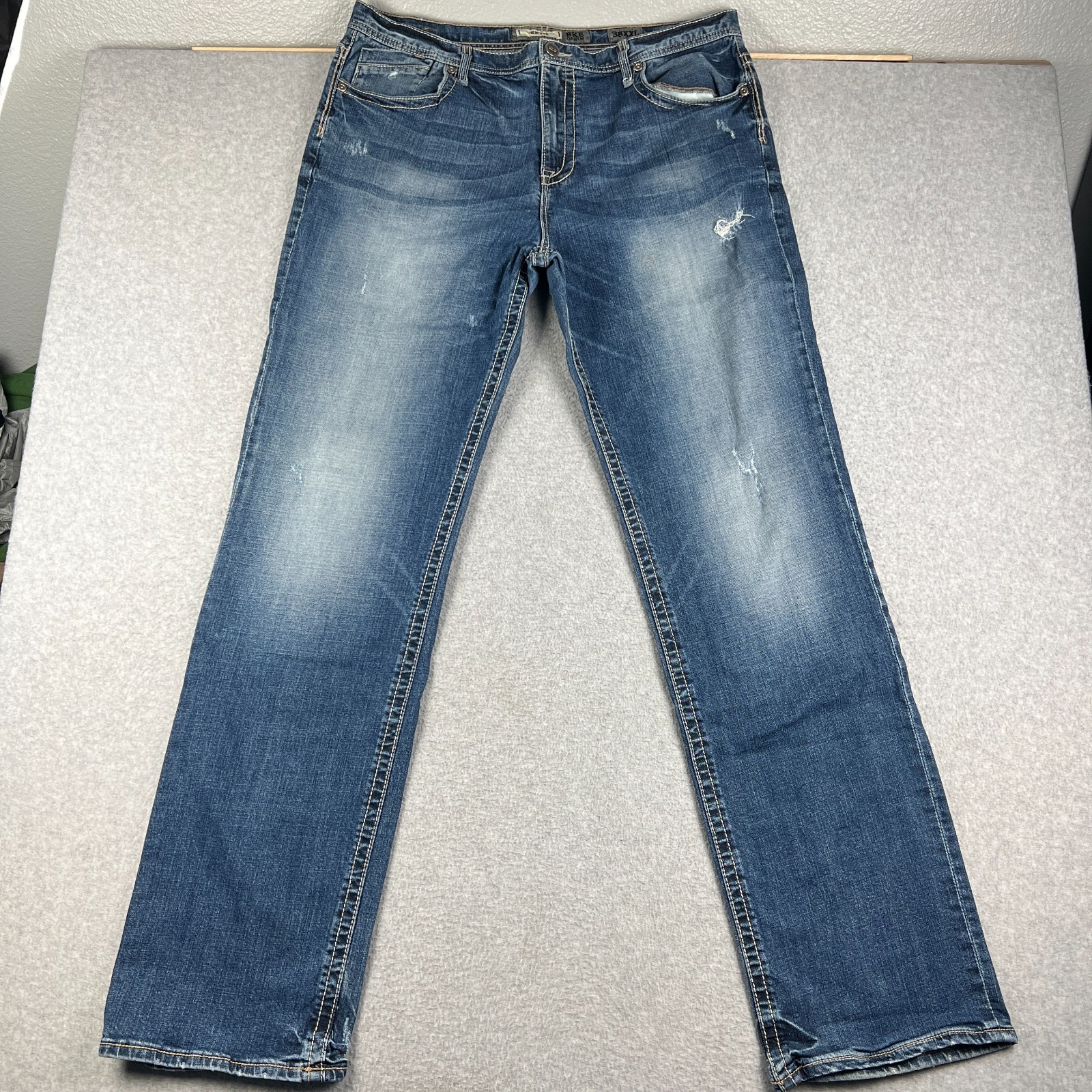Buckle BKE Seth Straight Fit Jeans Stretch Denim 38XXL Mens 38x37 Blue Pants