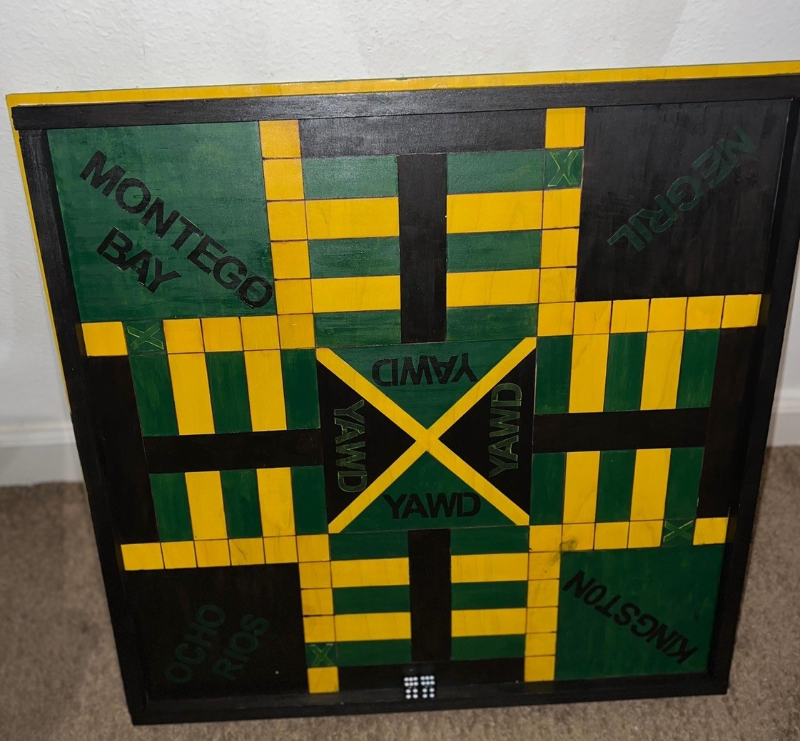 Handmade Jamaican Ludi & Checkers Board 24” Double Sided Handmade Jamaican Ludi & Checkers Board 24” Double Sided