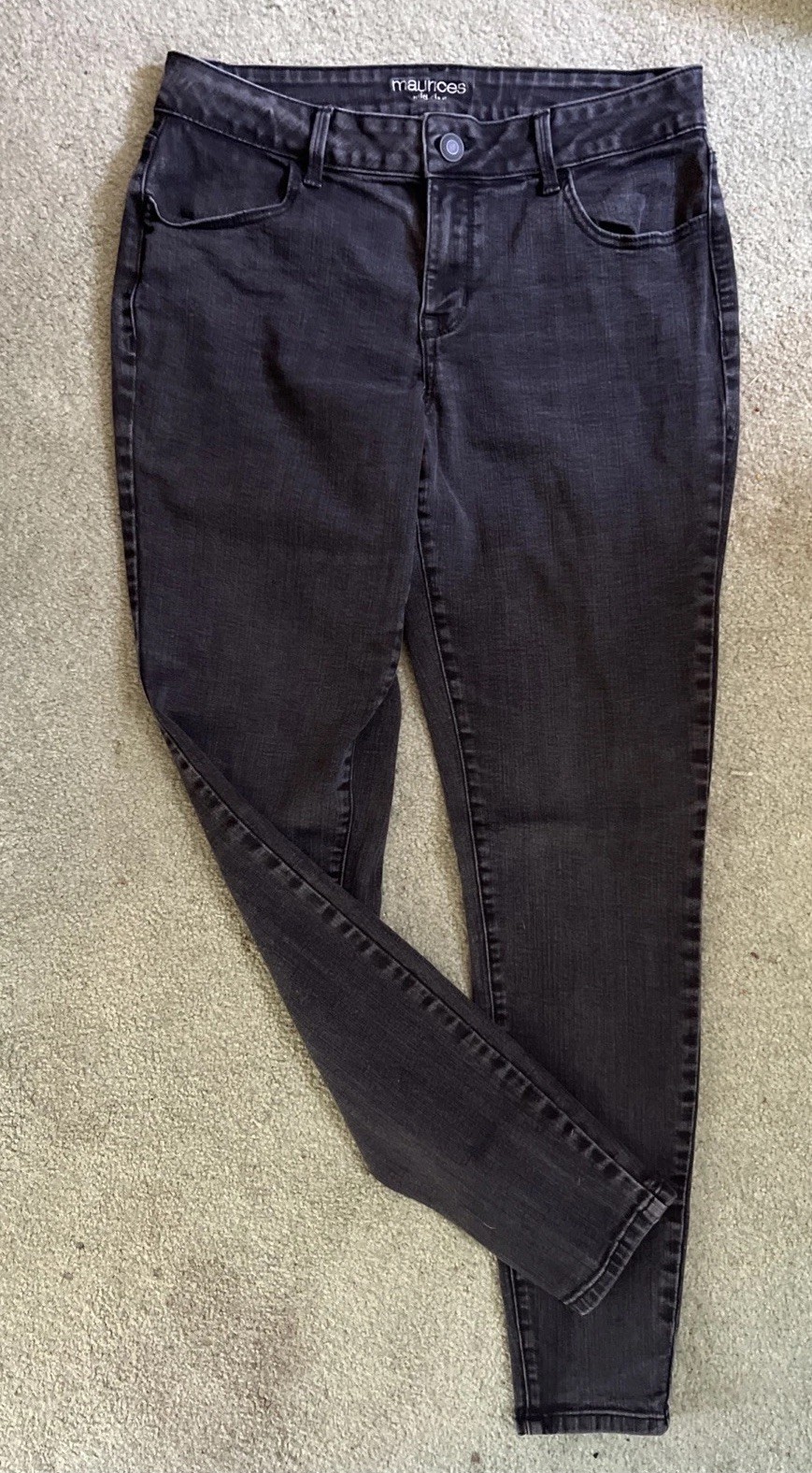 Maurices Women’s Plus 14W Black Medium Wash Stretch Skinny Jeans Mid Rise VGC