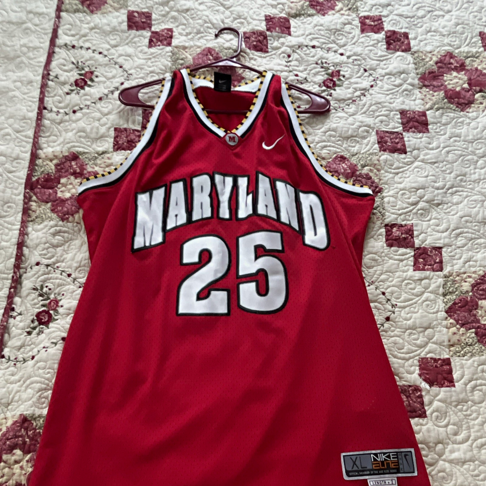 Nike Maryland Terrapins #25 Basketball Jersey Red White Black Yellow XL