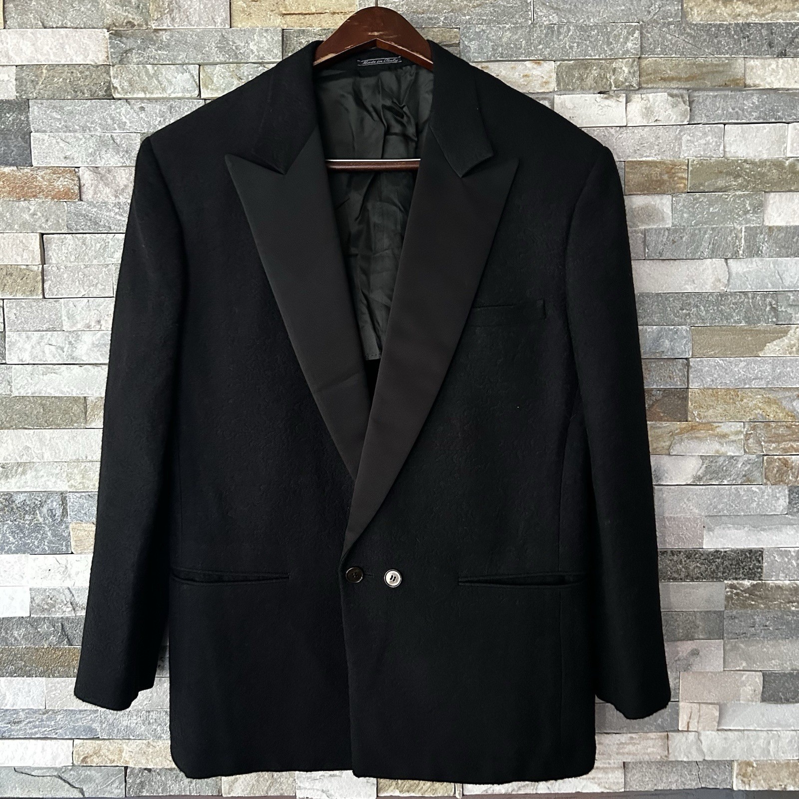 Vintage Gianni Versace 90s Tuxedo Wool Silk Blazer Black 42R  BLAZER ONLY