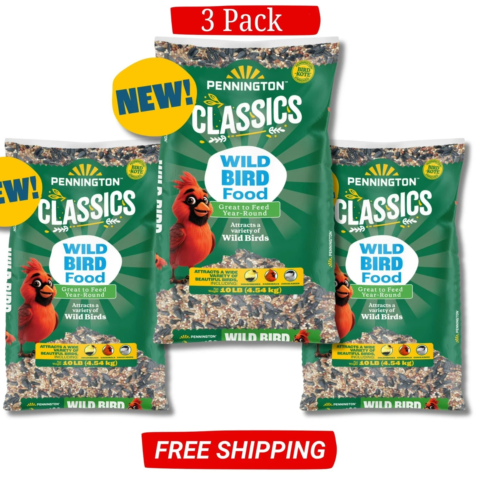 Pennington Classic Wild Bird Feed and Seed Bag 30 lb. Birds Food 3PACK