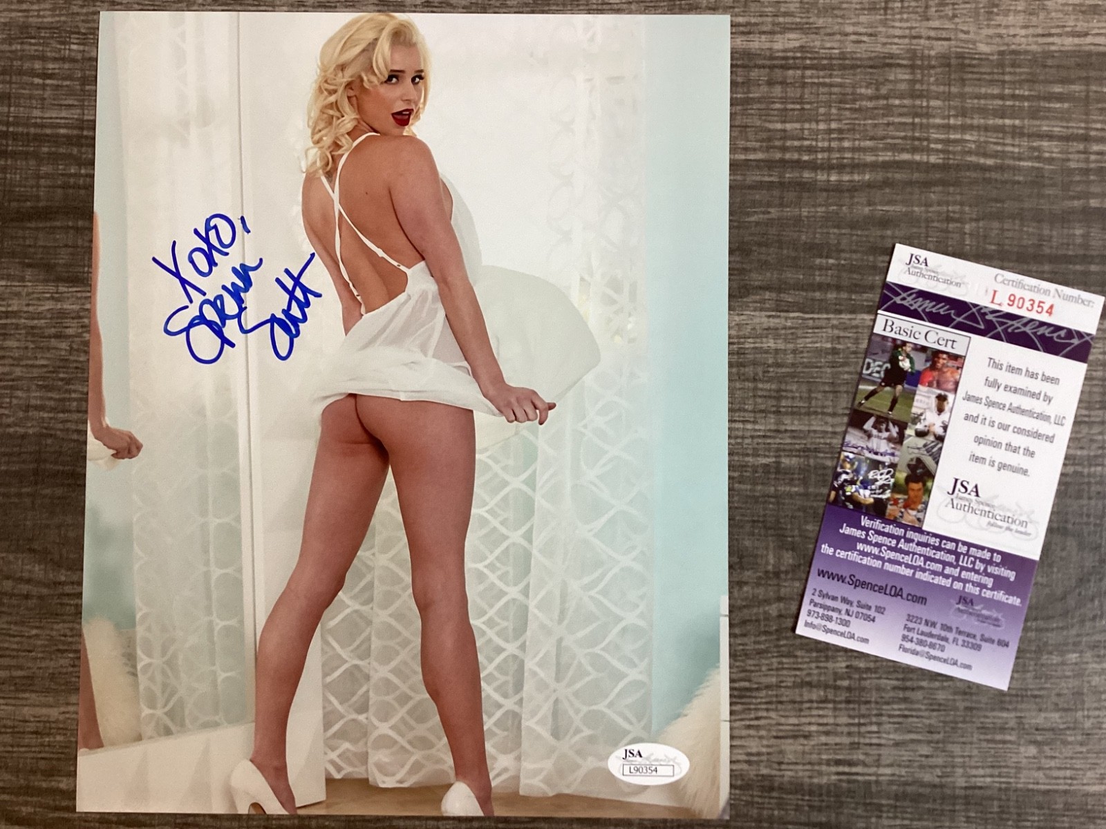 (SSG) Hot & Sexy SPENCER SCOTT Signed 8X10 Color Photo, Miss Oct. 2007 - JSA COA