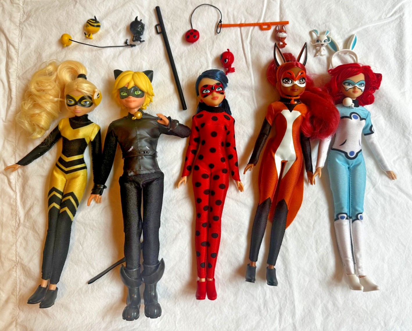 Set of 5 Miraculous Ladybug 11 inch dolls LADYBUG, BUNNYX, QUEEN BEE +MORE
