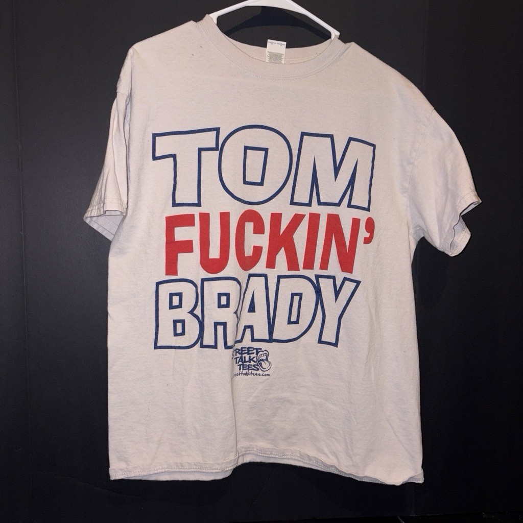 Vintage Street Talk Tees Tom Brdy  Fan T-Shirt Beige Size LG