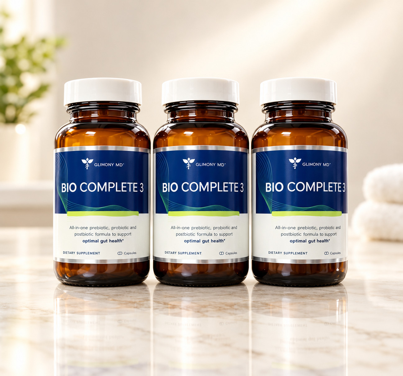 Gundry MD Bio Complete 3 Pack 180 Caps Glass Bottles New Sealed exp 2028