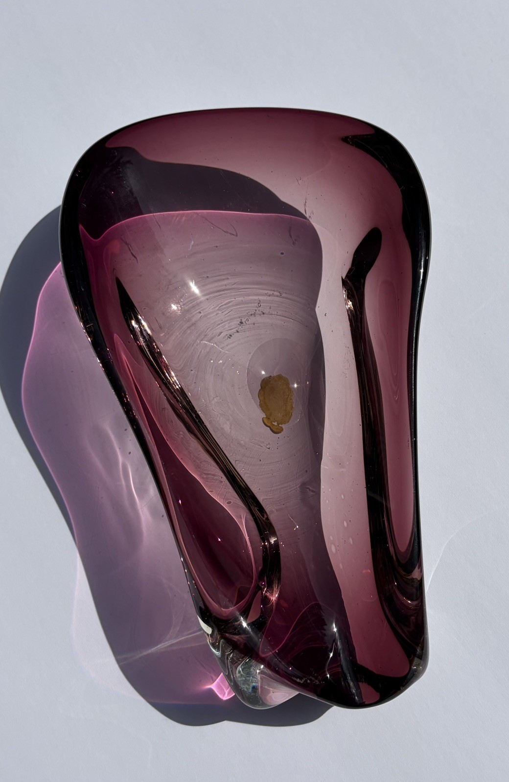 VTG Murano Venetian Cranberry Purple Italian Art Glass Bowl MCM EUC