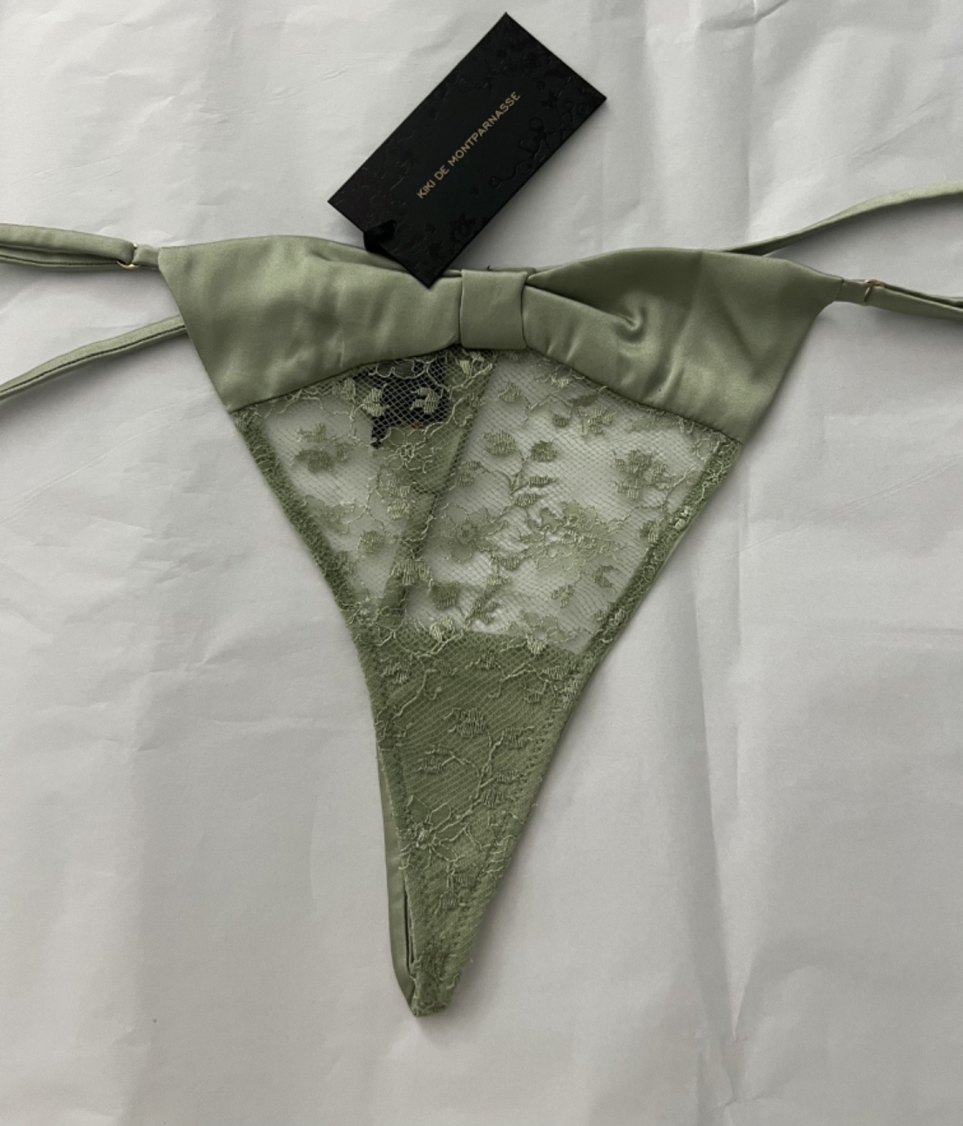 $198 Kiki De Montparnasse Women\'s Green Cecile Thong Small