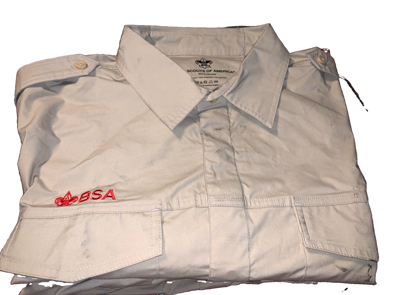 Scouting America BSA Uniform Shirt Men 2XL Tan Short Sleeve Official Scout