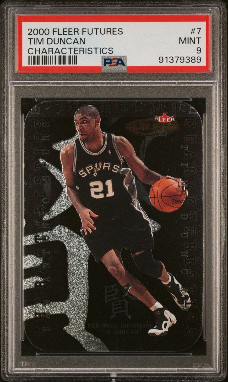2000 Fleer Futures Characteristics Tim Duncan PSA 8 #7 Spurs