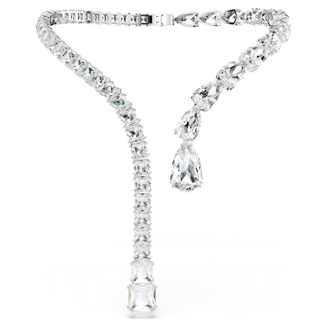 Swarovski Matrix open necklace Mixed cut, white, rhodium plated Swarovski Matrix open necklace Mixed cut, white, rhodium plated