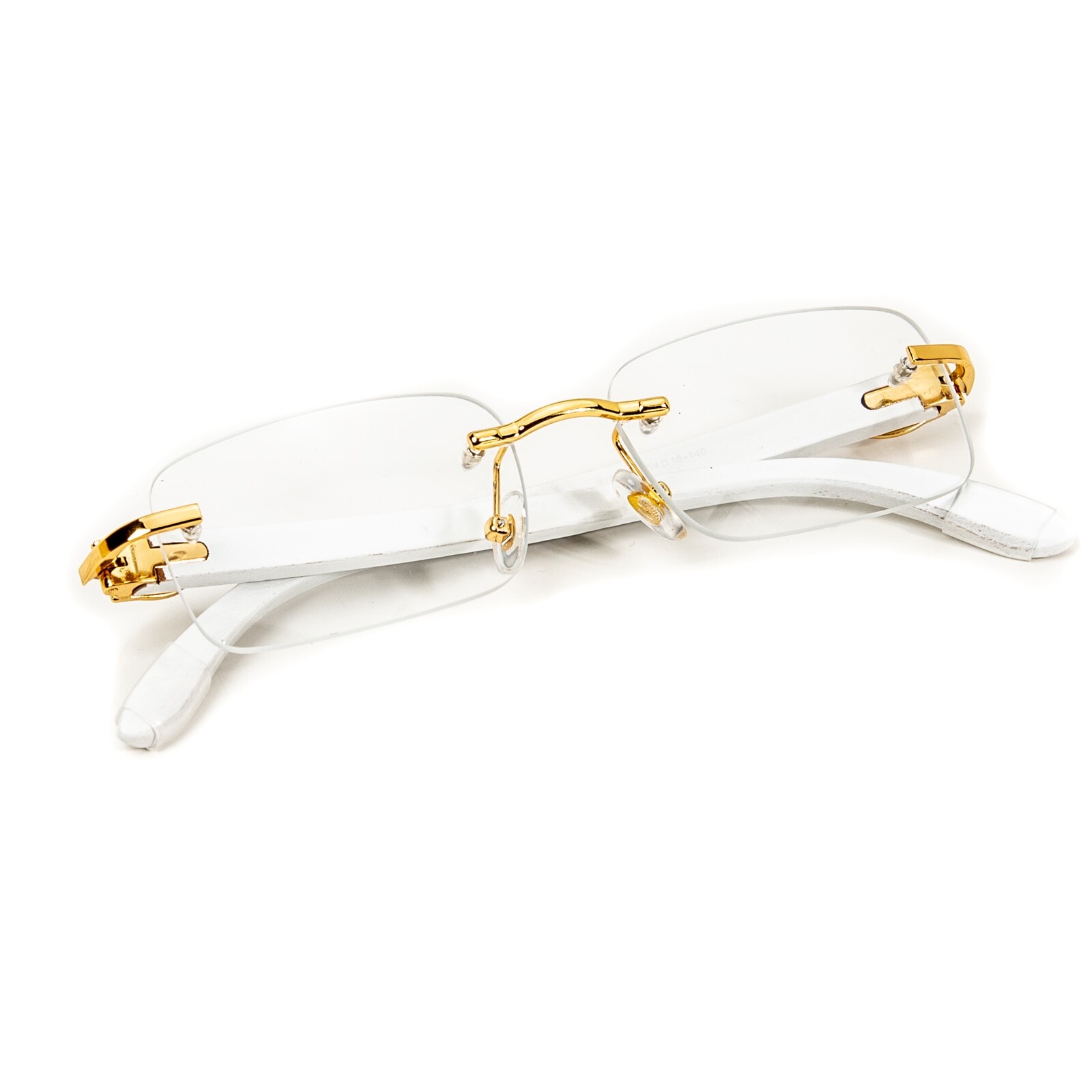 Men\'s Vintage Gold Frame Rimless Hip Hop White Woodgrain Clear Lens Glasses Men\'s Vintage Gold Frame Rimless Hip Hop White Woodgrain Clear Lens Glasses