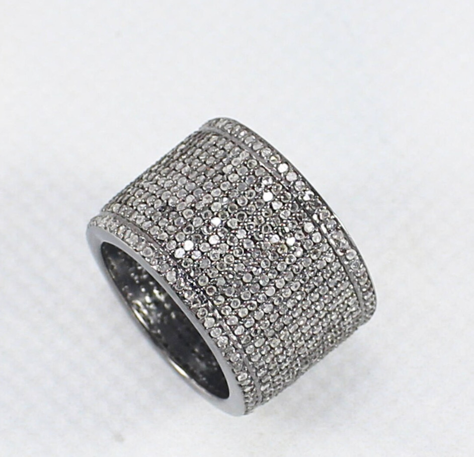 Gorgeous Pave Diamond Eternity Band Ring 925 Silver Diamond Ring For Womens