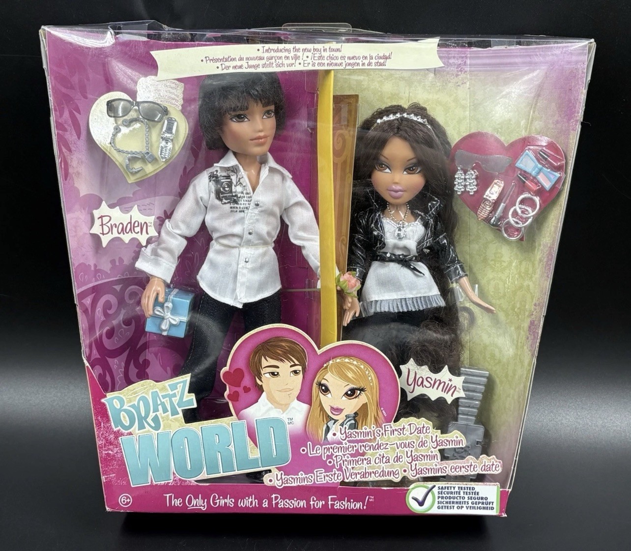 Rare 2009 Bratz World Yasmin’s First Date Yasmin & Braden Doll Set NIB New Read