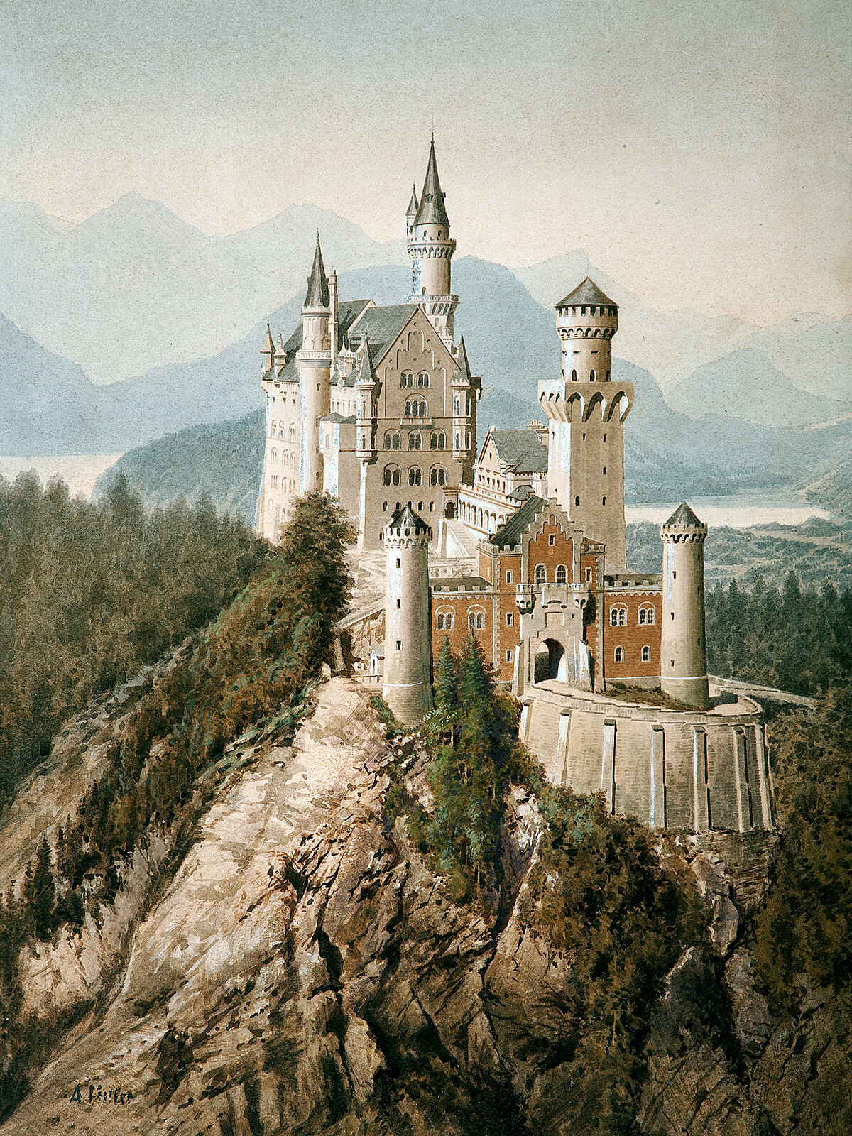Adolf Hitler Schloss Neuschwanstein Castle 1907 Germany Fine Art Print 17\
