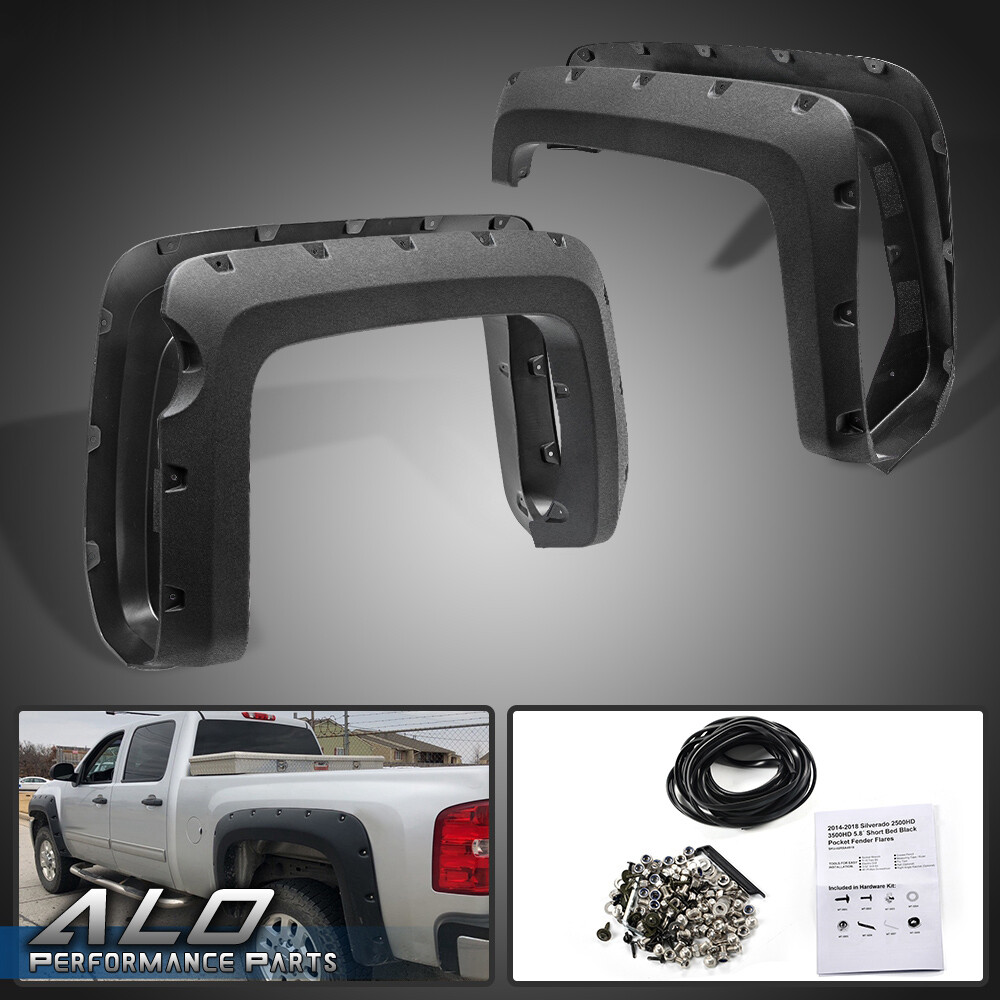 Pocket Rivet Style Fender Flares Fit For 2014-2018 Silverado 1500 5.8' Short Bed