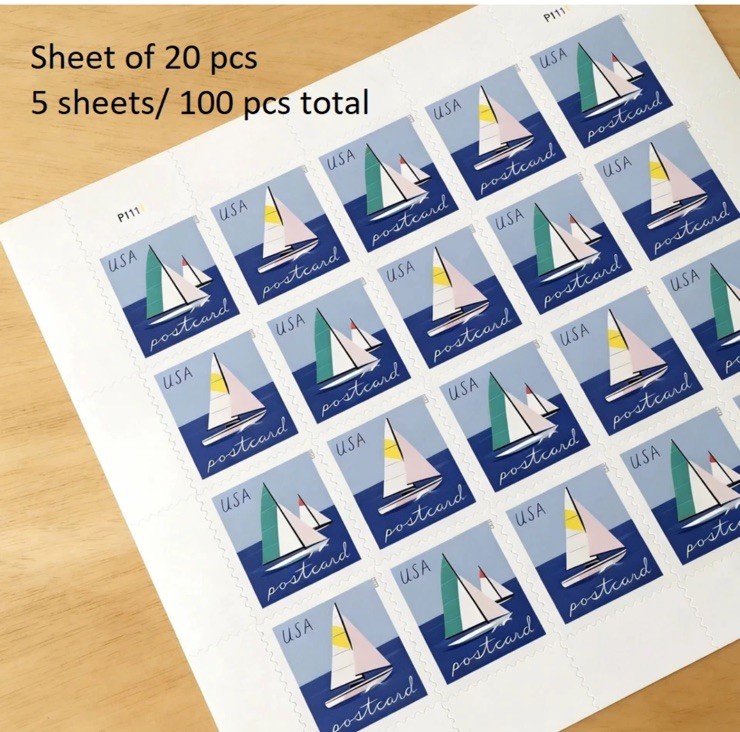 2023 USPS Postcard Sailboats Stamps Scott # 5747-5748 (MNH)- 100 pcs total