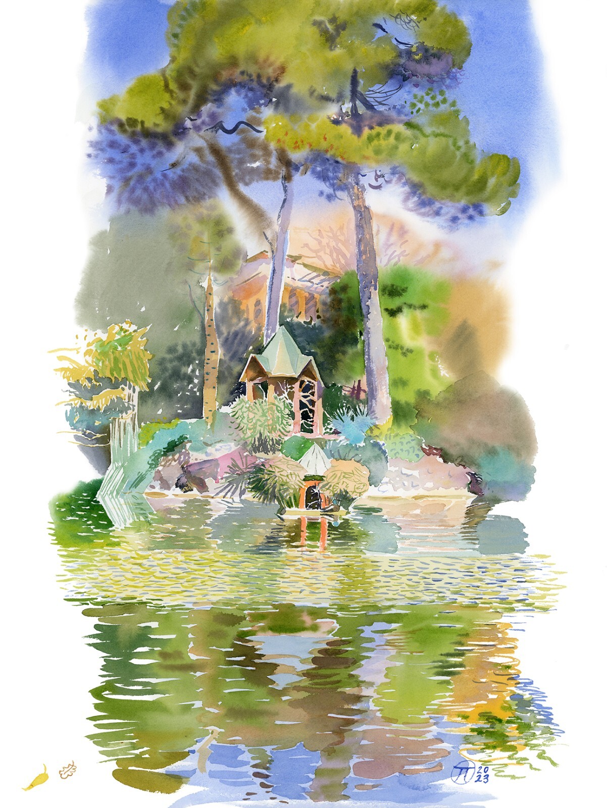 Nice France ORIGINAL Watercolor Landscape Painting Contemporary Realism Wall Art