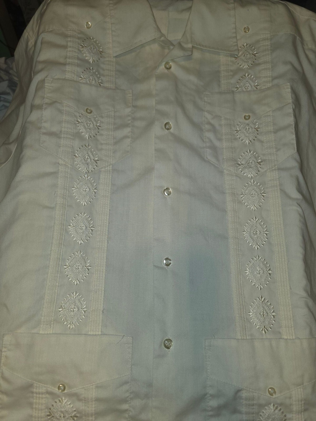 The Havana Co. Guayabera Shirt Size XL White Short Sleeve Cuban Style