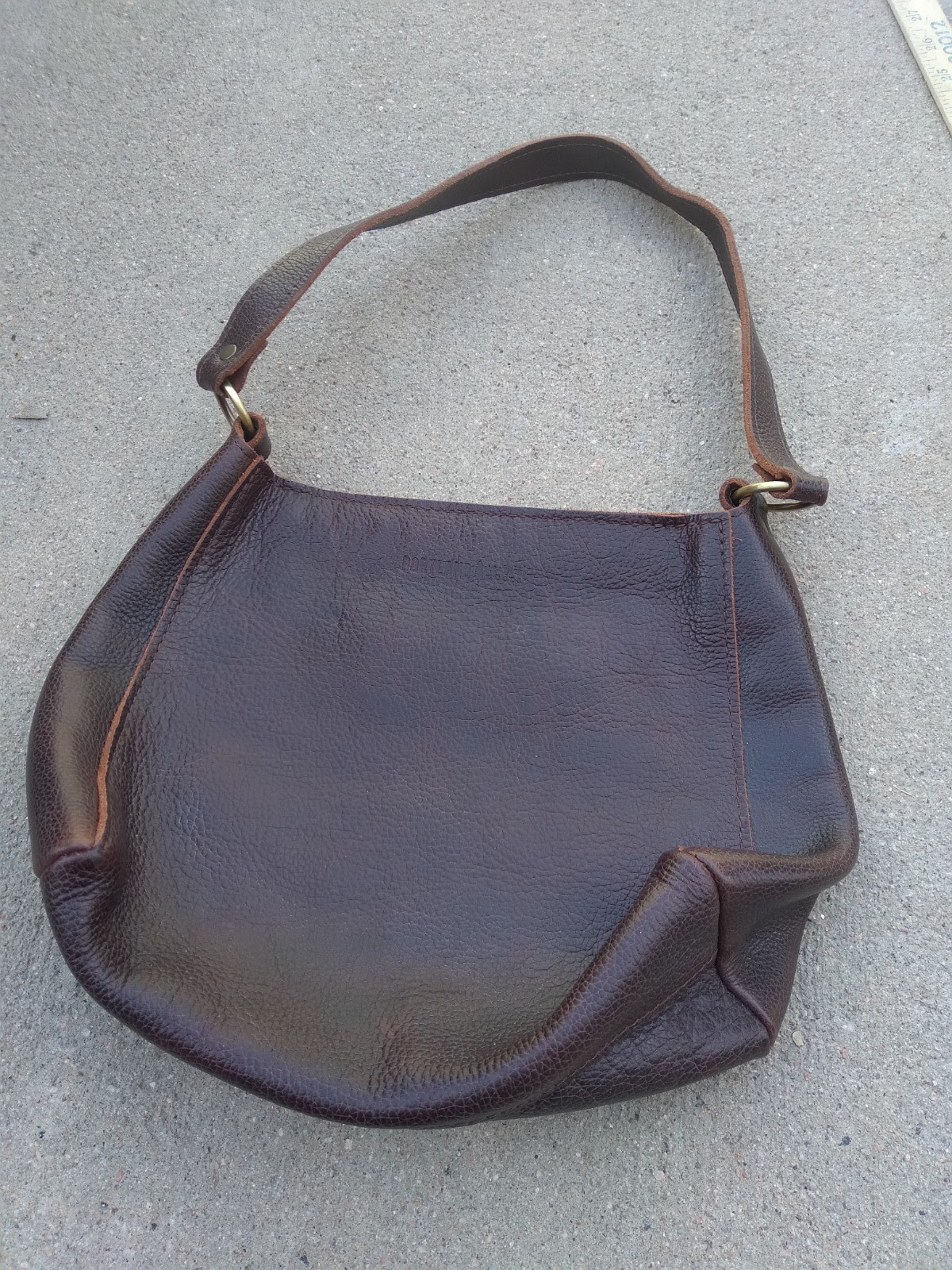 Vintage Portland Leather Goods Hand Made Leather Purse Brass Hardware Brown Tote