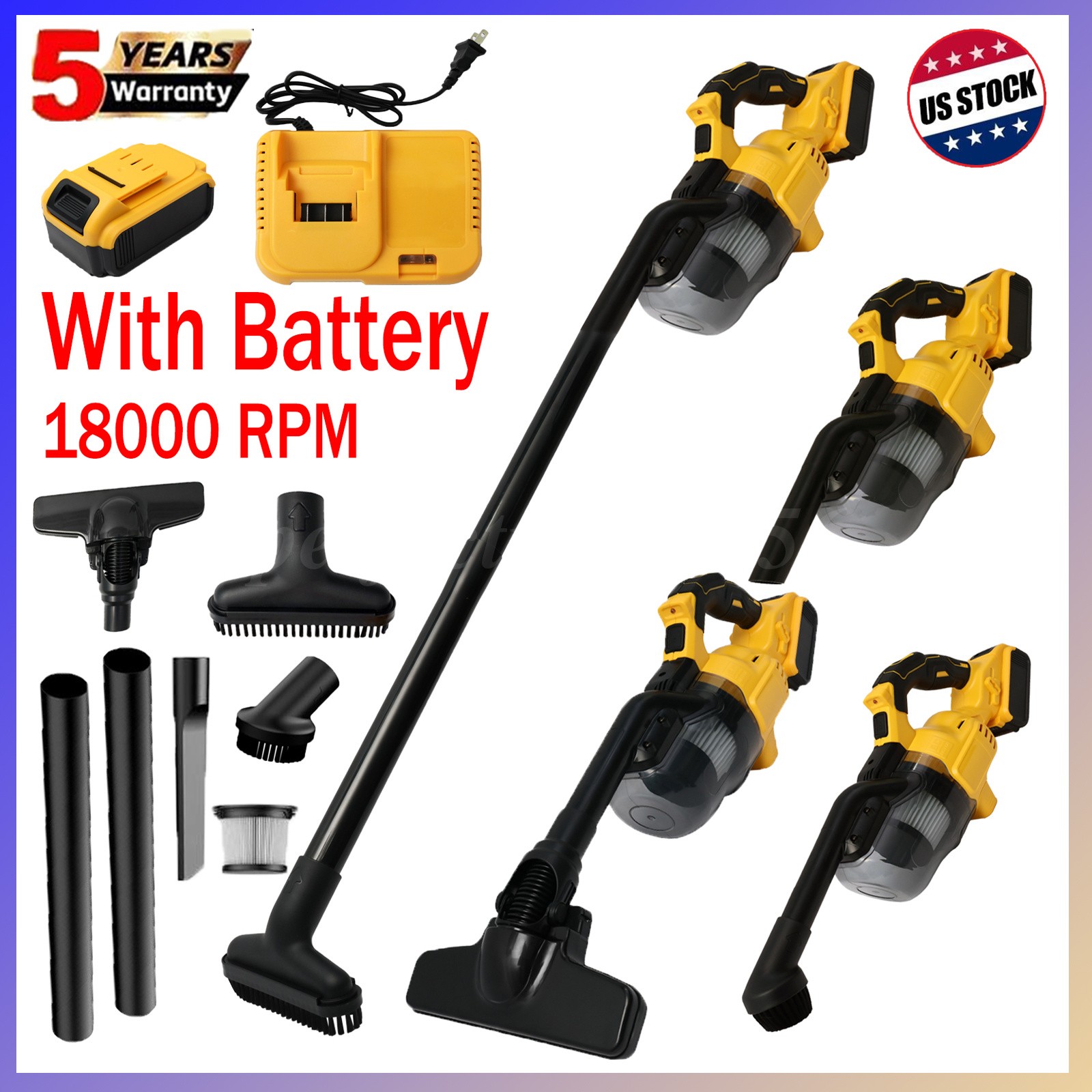 5 in 1 Cordless Vacuum Cleaner with 20V Battery Handheld Electric Vacuum Cleaner