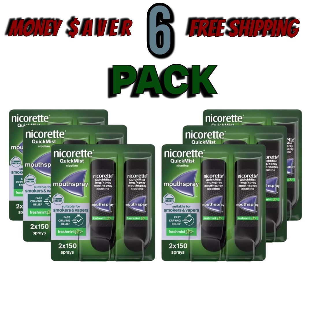 Nicorette Quickmist Duo, 2 x 150 sprays- PACK OF 6-FREE SHIPPING
