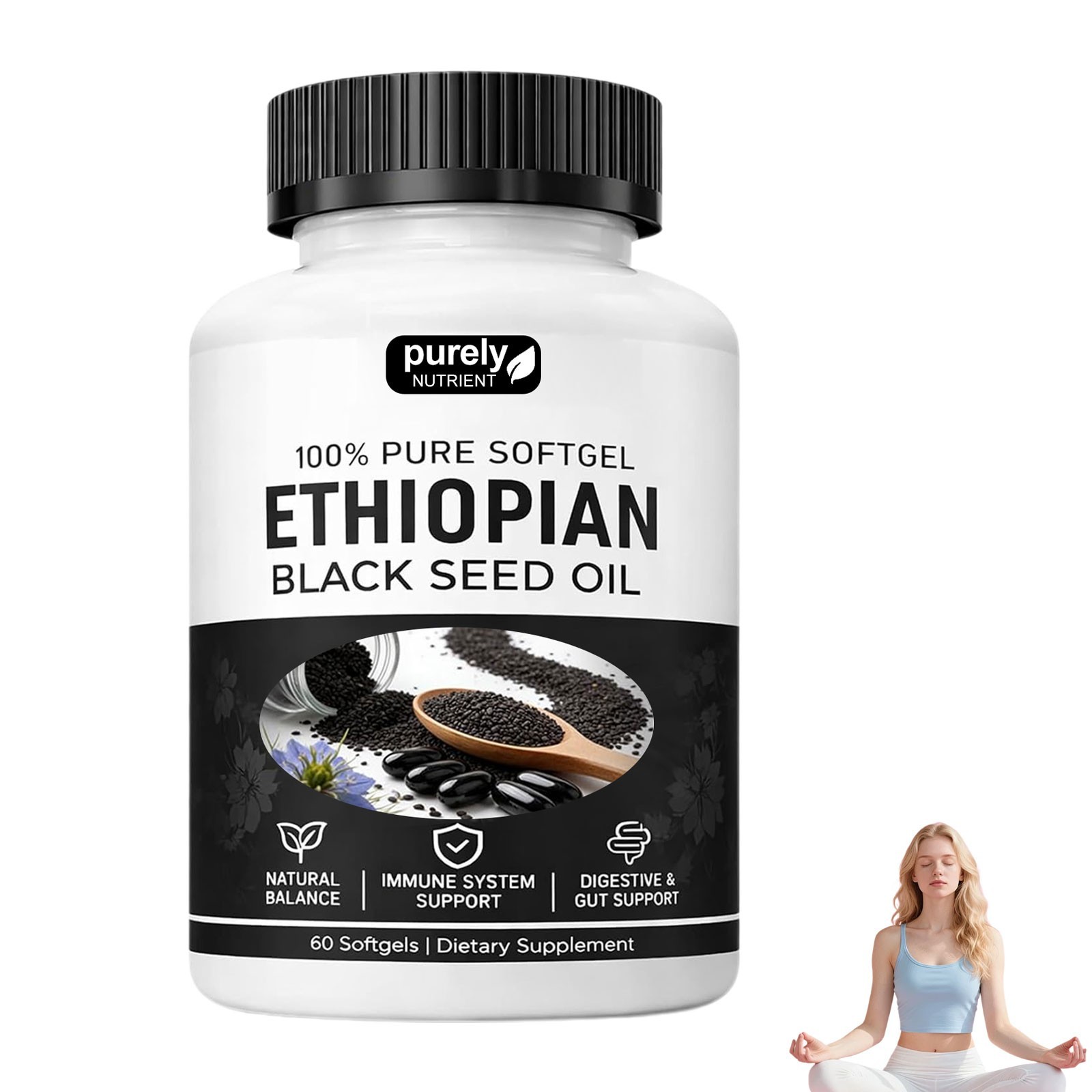 Purely Ethiopian Black Seed Oil Capsules,Purely Nutrient Black Seed Oil
