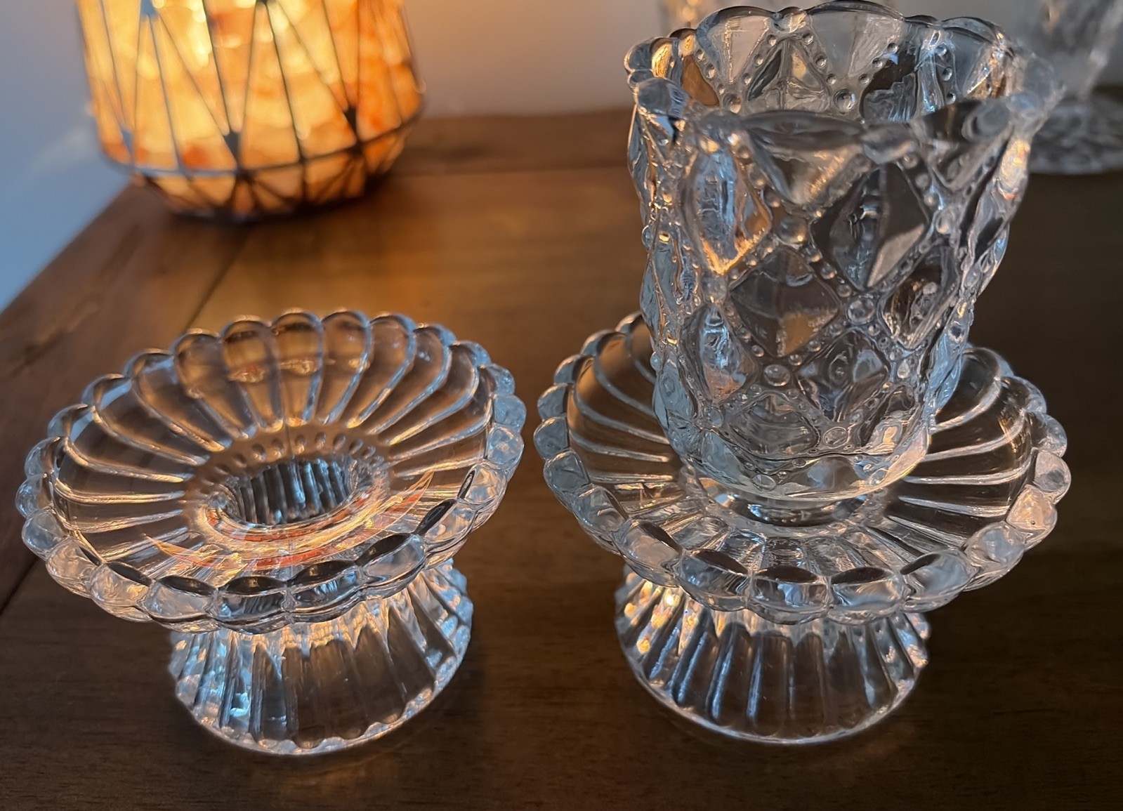 Vtg  1990s PartyLite Quilted Crystal Votive Candle Holders 1 Votive Hold Missing