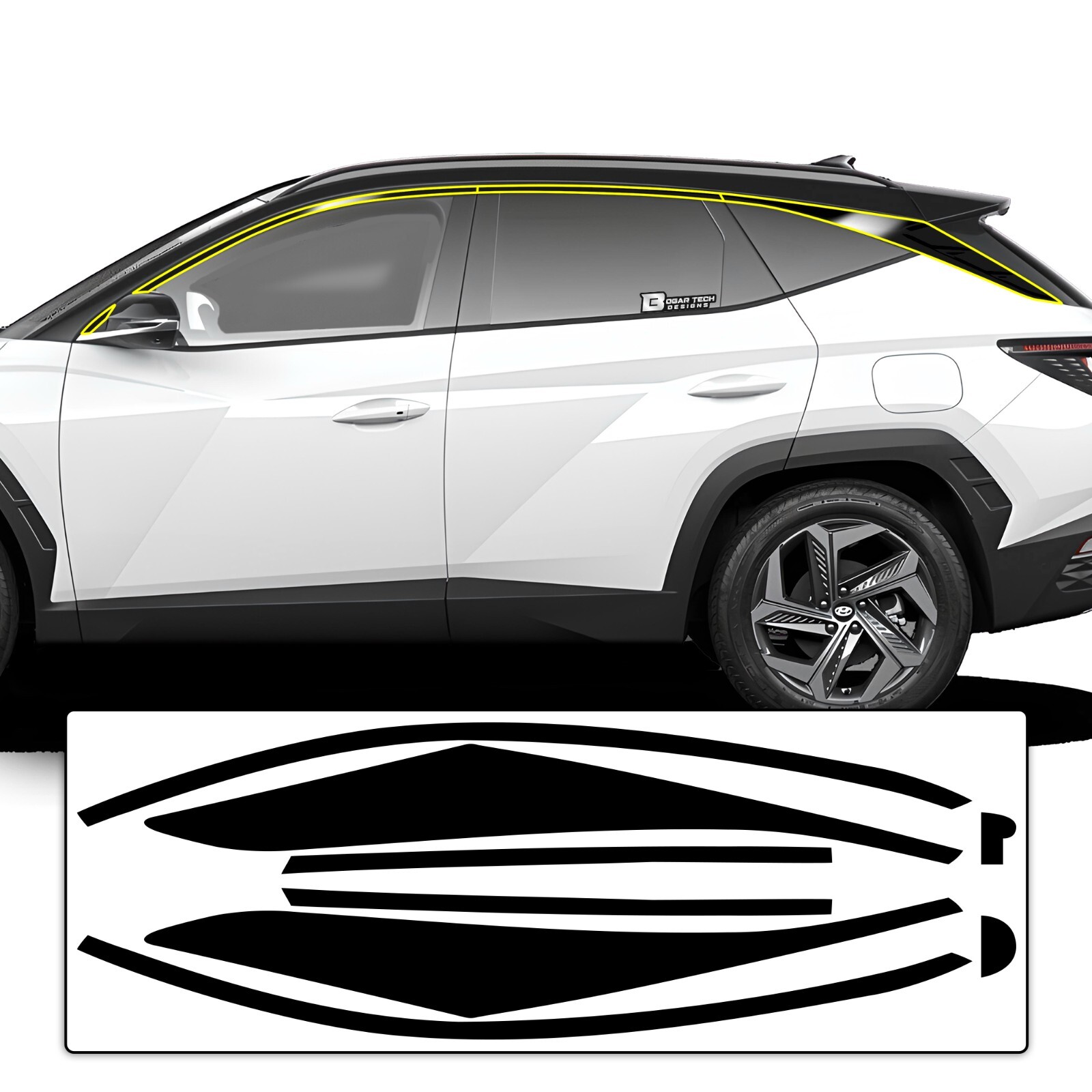 Fits Hyundai Tucson 2022-2026 Side Window Chrome Delete Decal Film Blackout