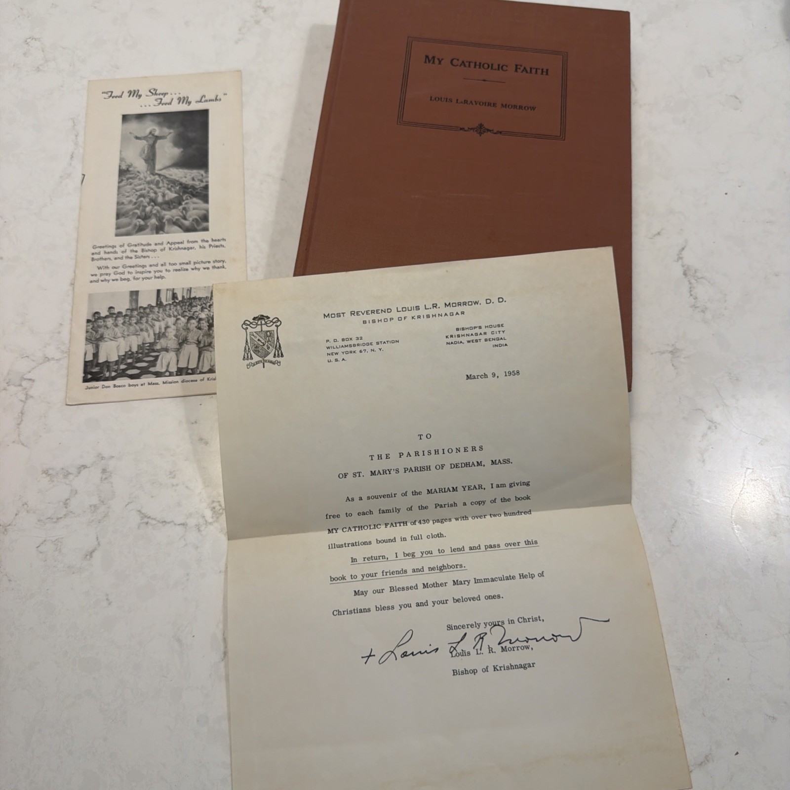 1958 My Catholic Faith Hardcover - Complete Bundle with Author Letter & Pamphlet