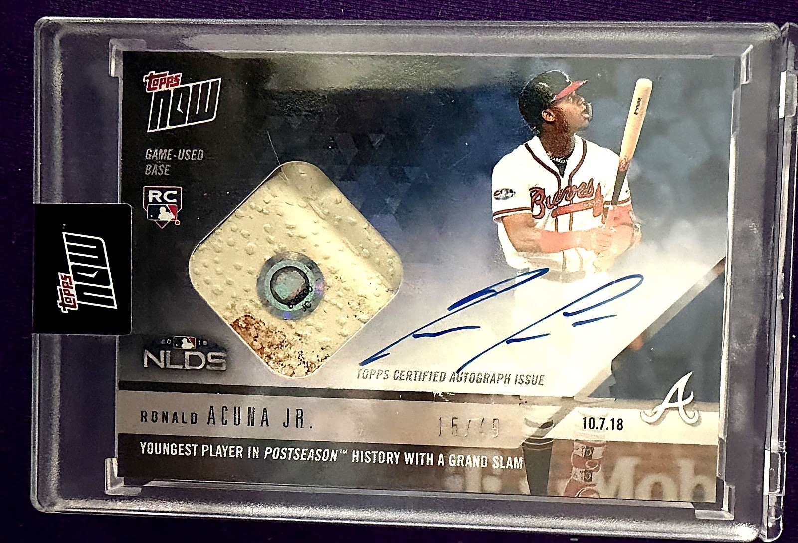 Ronald Acuna Jr 2018 Topps NOW NLDS #856 GRAND SLAM Game-Used BASE AUTO 15/49 RC