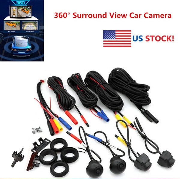 360° Panoramic Camera Car Bird View System 4-Camera for Android Radio Player USA