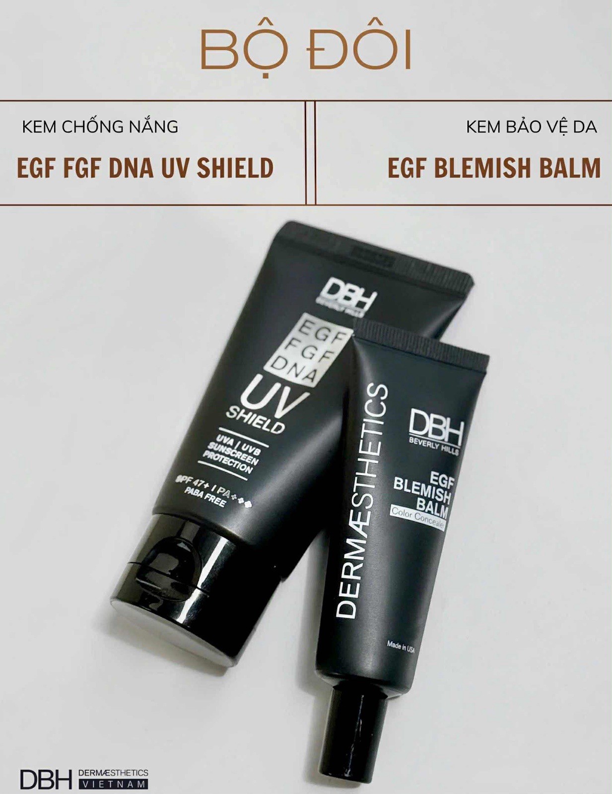 Dermaesthetics EGF UV Shield SPF47+ PA+++ Sunscreen AND Blemish Balm MADE IN USA