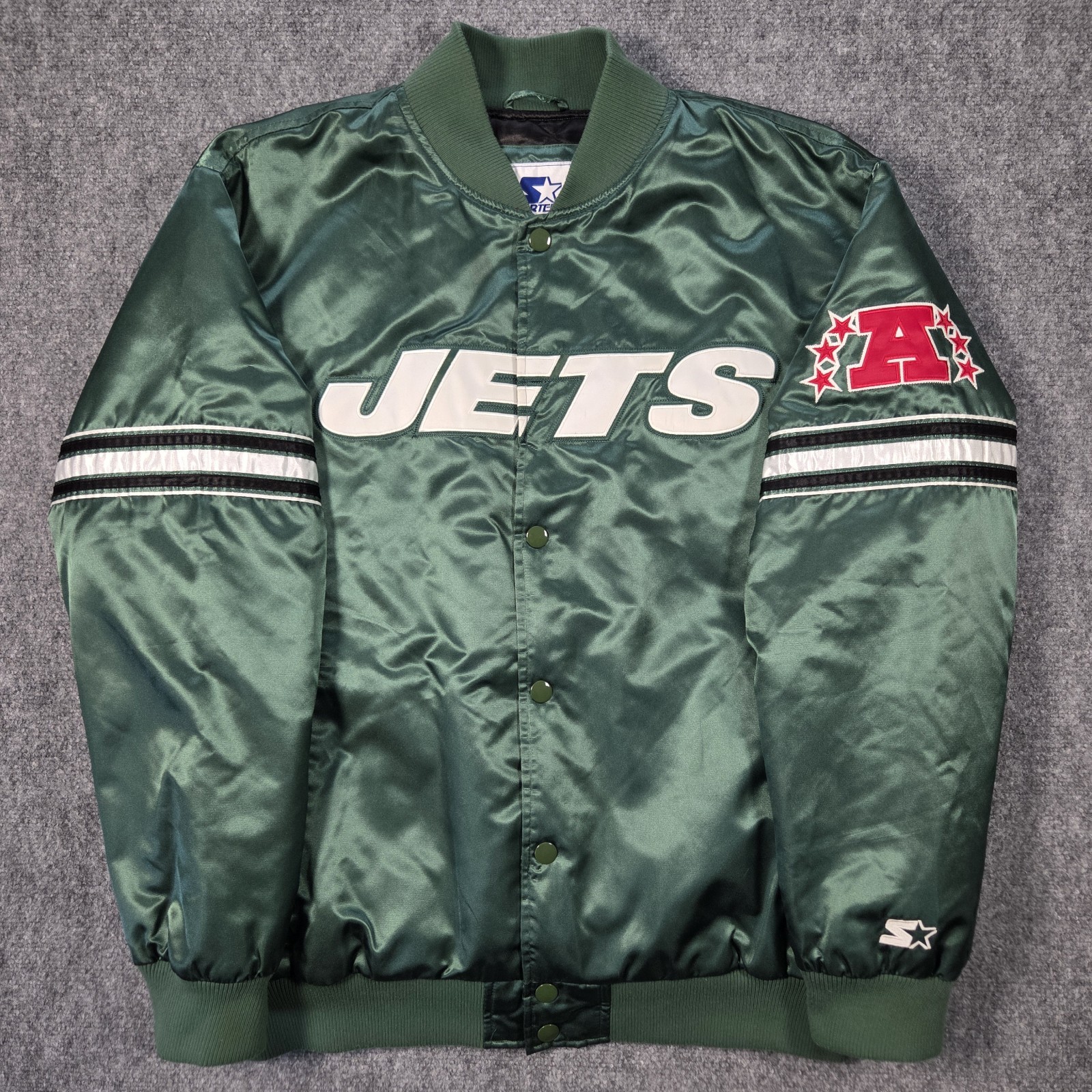 Vintage Starter New York Jets Satin  Bomber Jacket Men’s XXL Green NFL Football