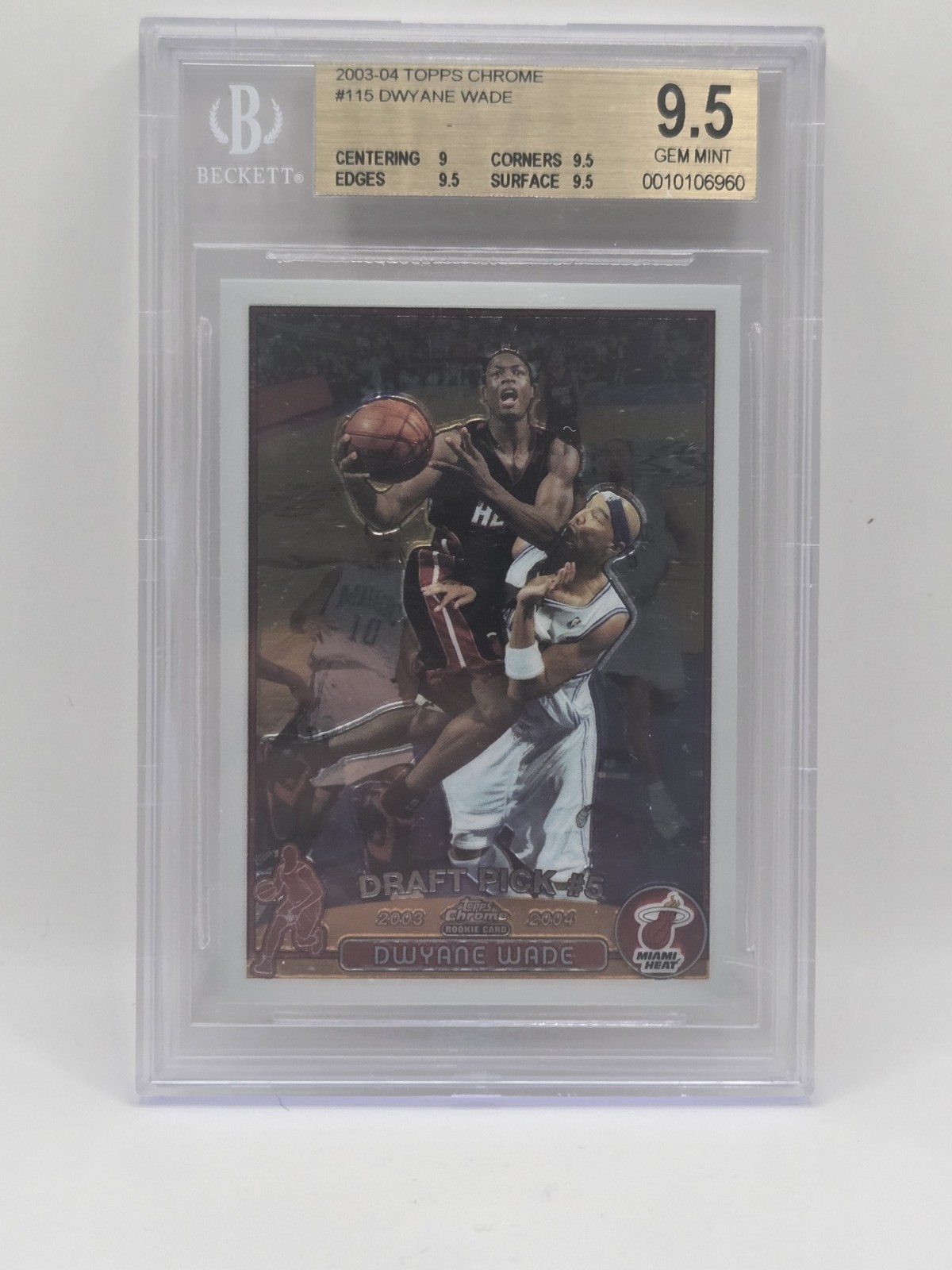 DWYANE WADE 2003-04 TOPPS CHROME RC GEM MINT BGS 9.5 HEAT DWYANE WADE 2003-04 TOPPS CHROME RC GEM MINT BGS 9.5 HEAT