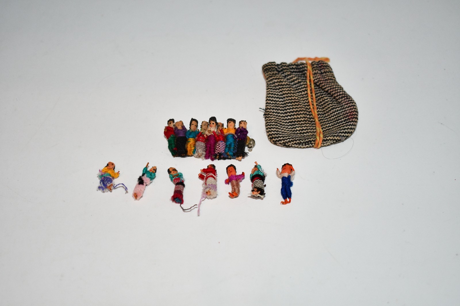 Vintage Handmade Miniature Doll Figures Pin Brooch Pouch Lot Folk Art 1\