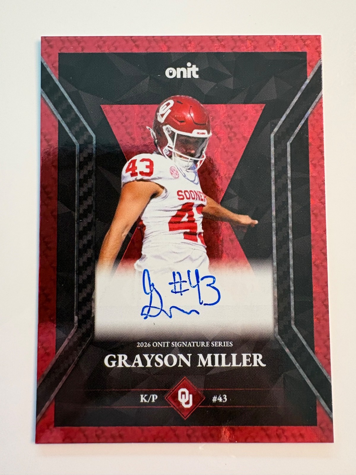 Grayson Miller 2026 Onit S-GM Auto Oklahoma Sooners