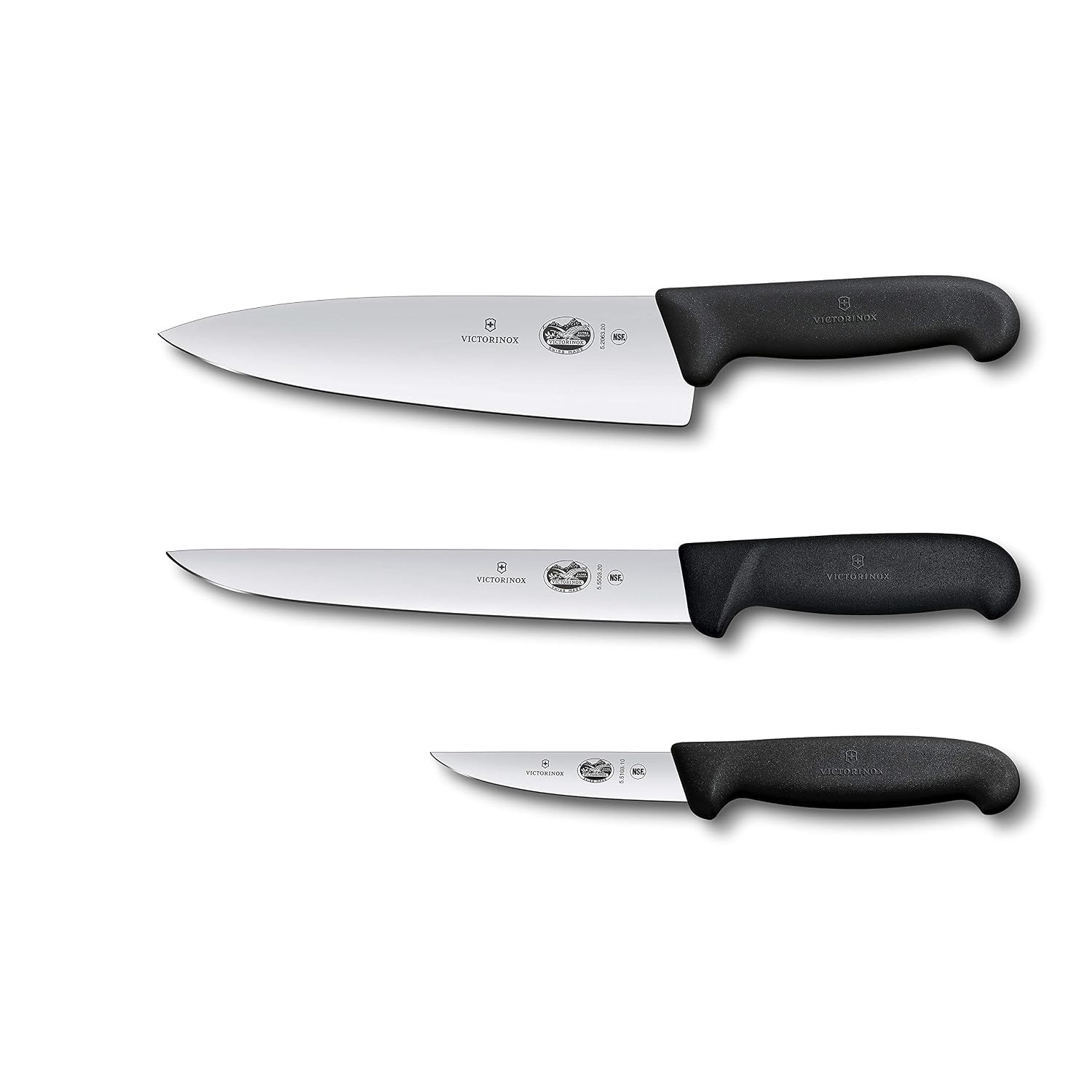 Victorinox Fibrox 3 Piece Chef\'S Set - Carving and Paring Knives, Black | Profes