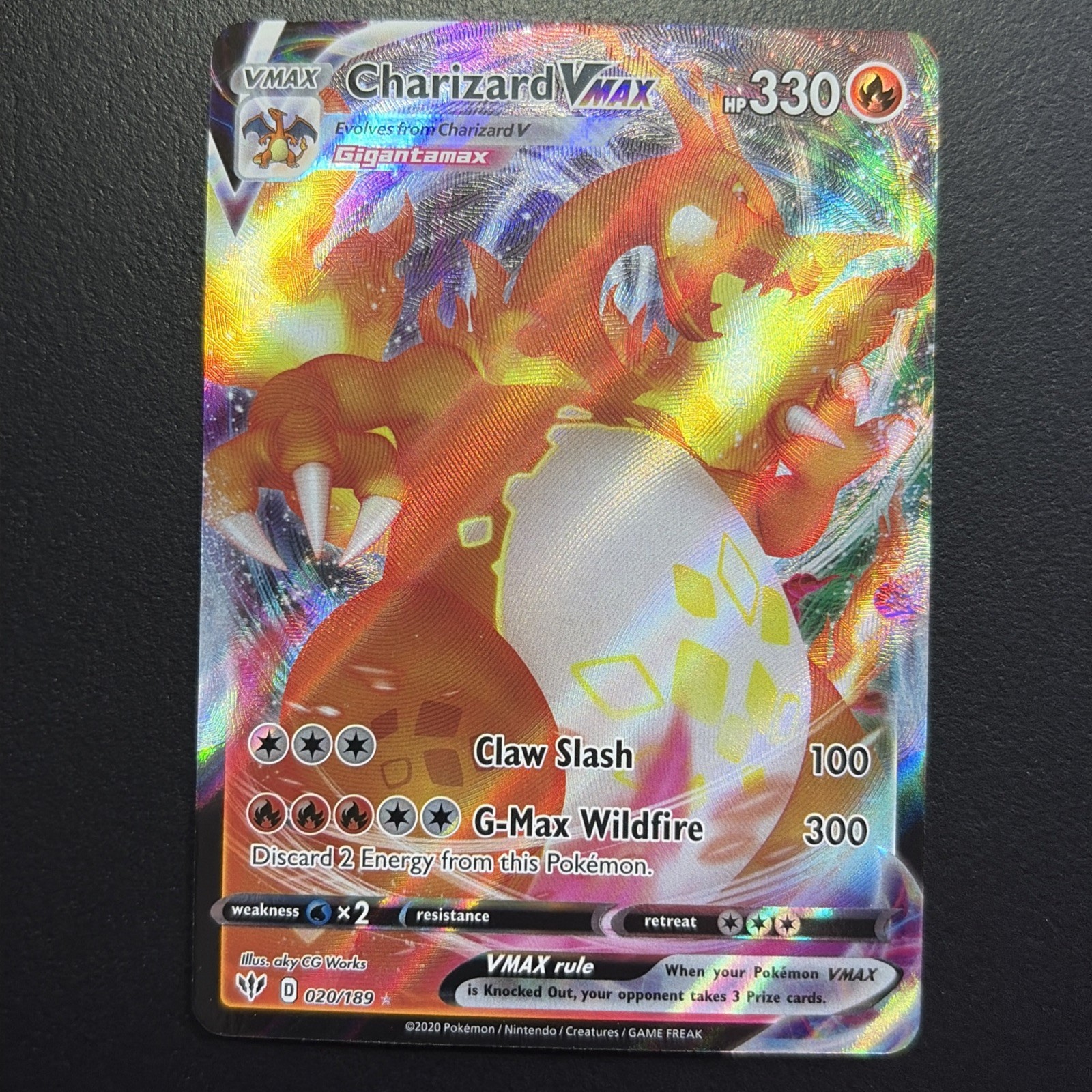 Charizard VMAX Full Art 020/189 Swsh03: Darkness Ablaze SEE PHOTOS Charizard VMAX Full Art 020/189 Swsh03: Darkness Ablaze SEE PHOTOS