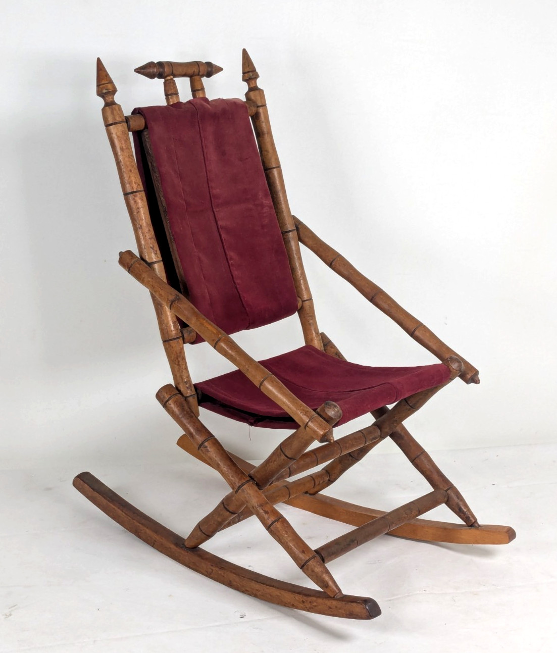 Antique Wood and Red Velvet Victorian \ Antique Wood and Red Velvet Victorian \