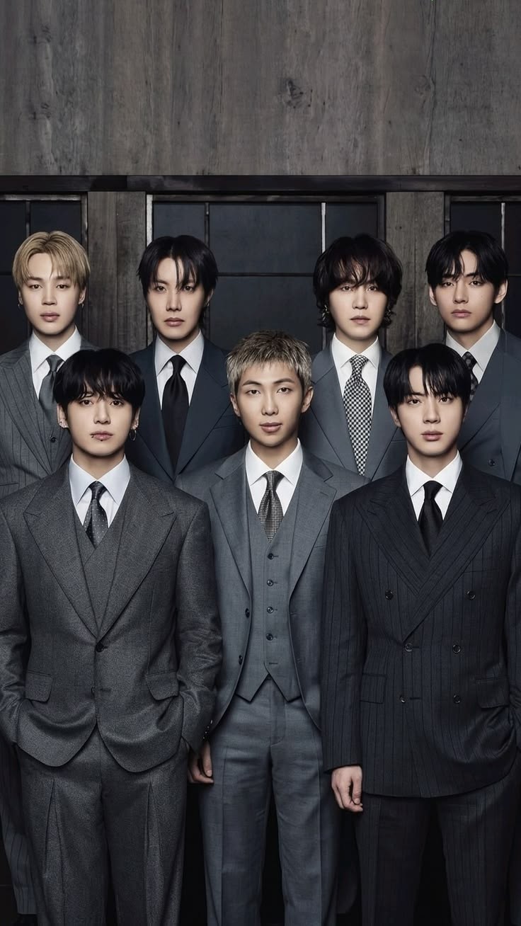 BTS Classic Gray Suit Formal Group Portrait Poster