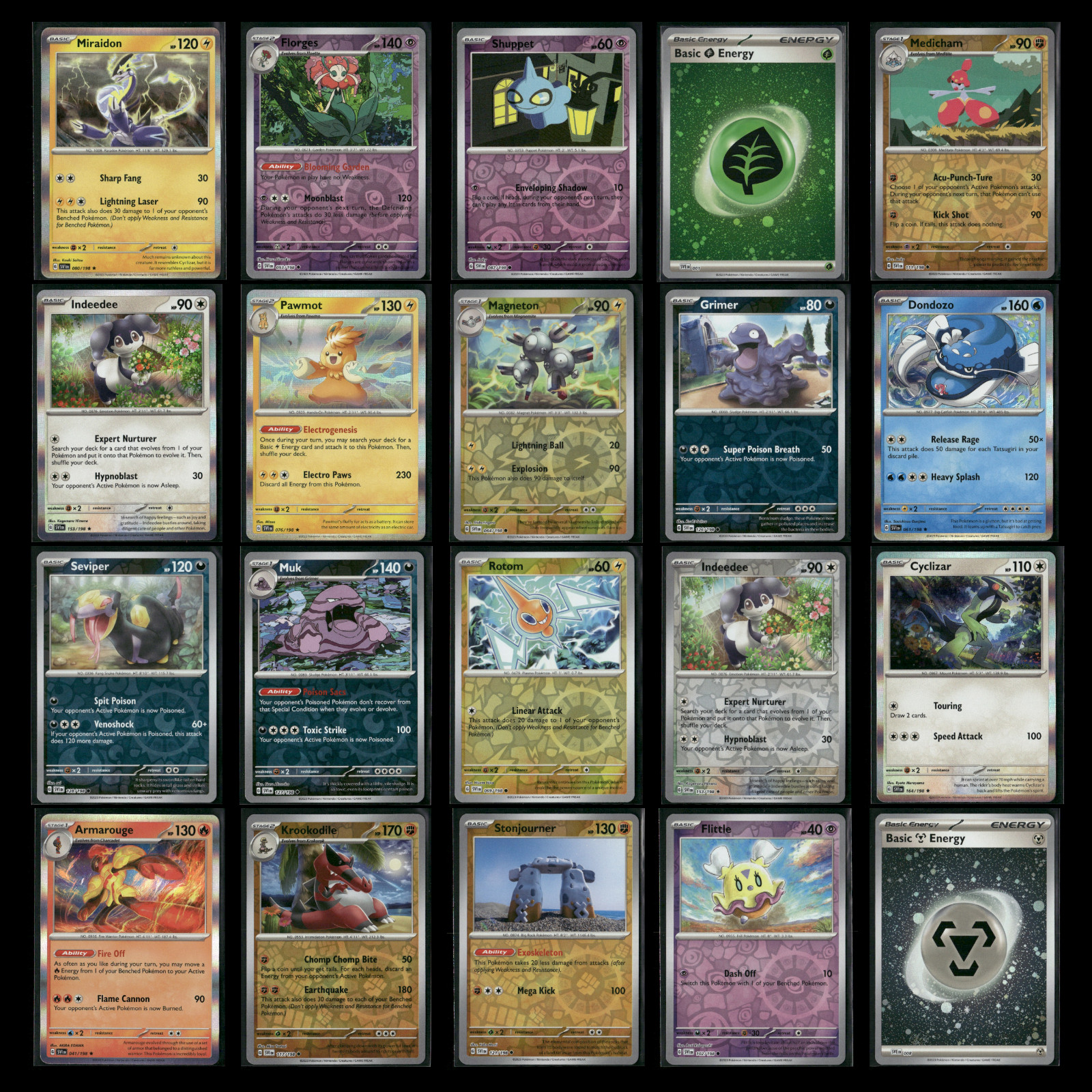 20x Pokemon Scarlet & Violet Lot Miraidon Holo / Reverse Holo No Duplicates NM