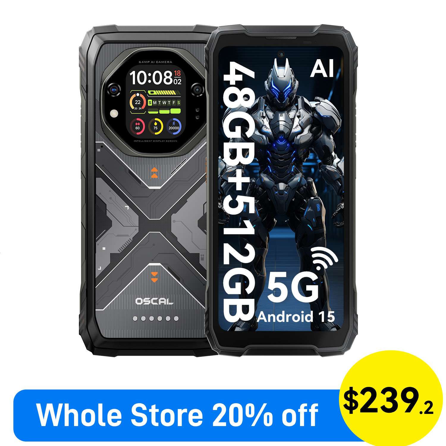 Blackview OSCAL TANK 1 5G AI Rugged Smartphone 48GB+512GB Android15 20000mAh NFC Blackview OSCAL TANK 1 5G AI Rugged Smartphone 48GB+512GB Android15 20000mAh NFC