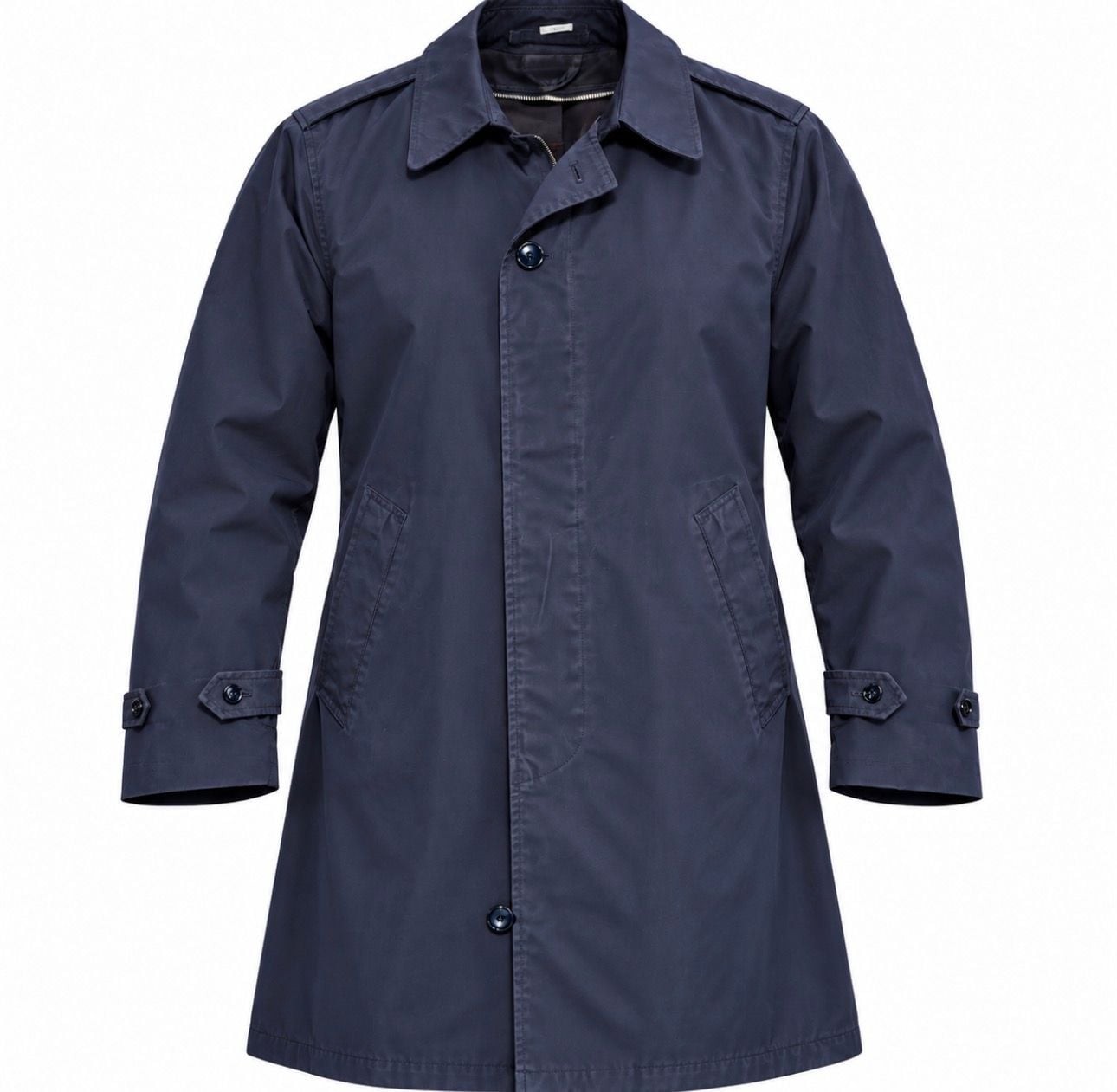Vintage 1986 US Military All Weather Trench Coat 38R Centre MFG Navy Lined