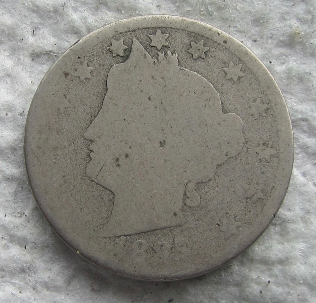 1885 Liberty V Nickel Early Rare Key Date Full Weak Date Cleaned
