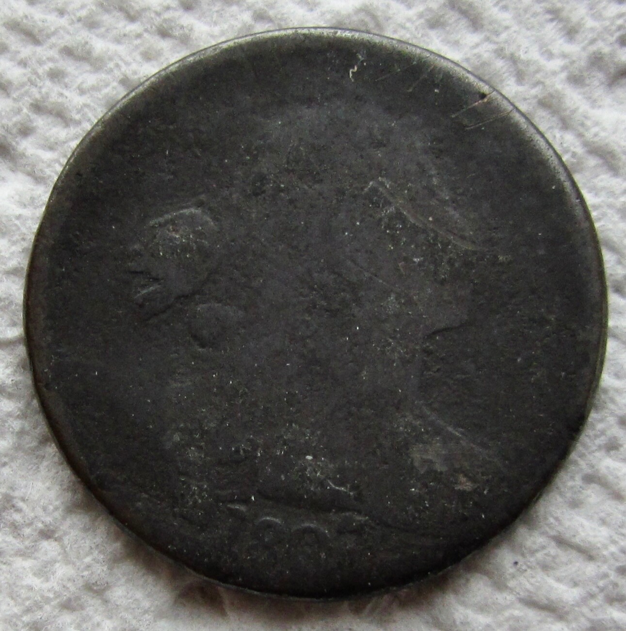 1807/6 1C BN Draped Bust Large Cent Rare Early Date And Variety Corroded Filler